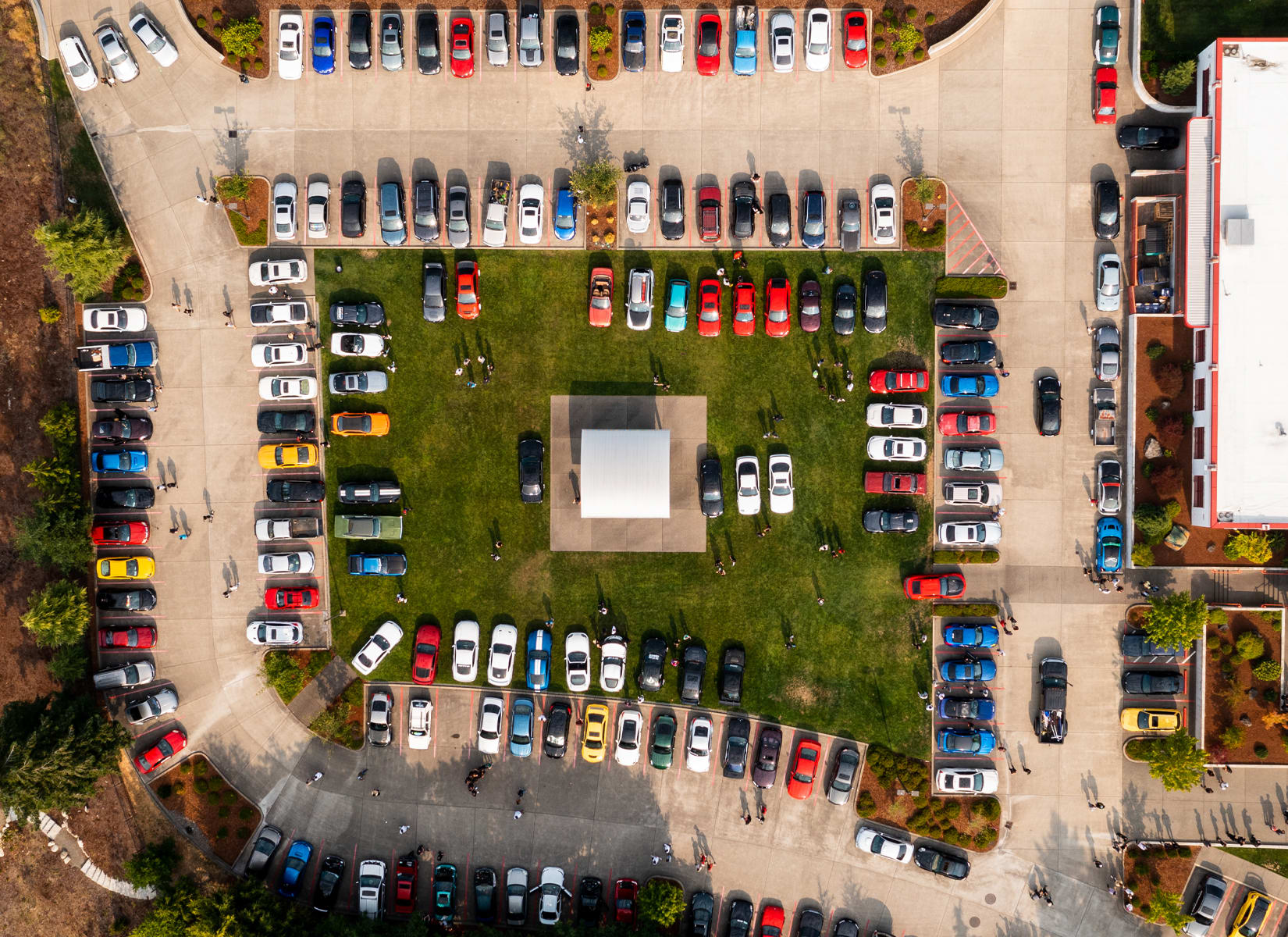 Tacoma HQ aerial view with car show